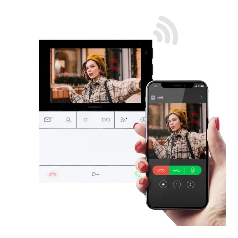 Sistema de videoporteiro moderno com monitor interior
